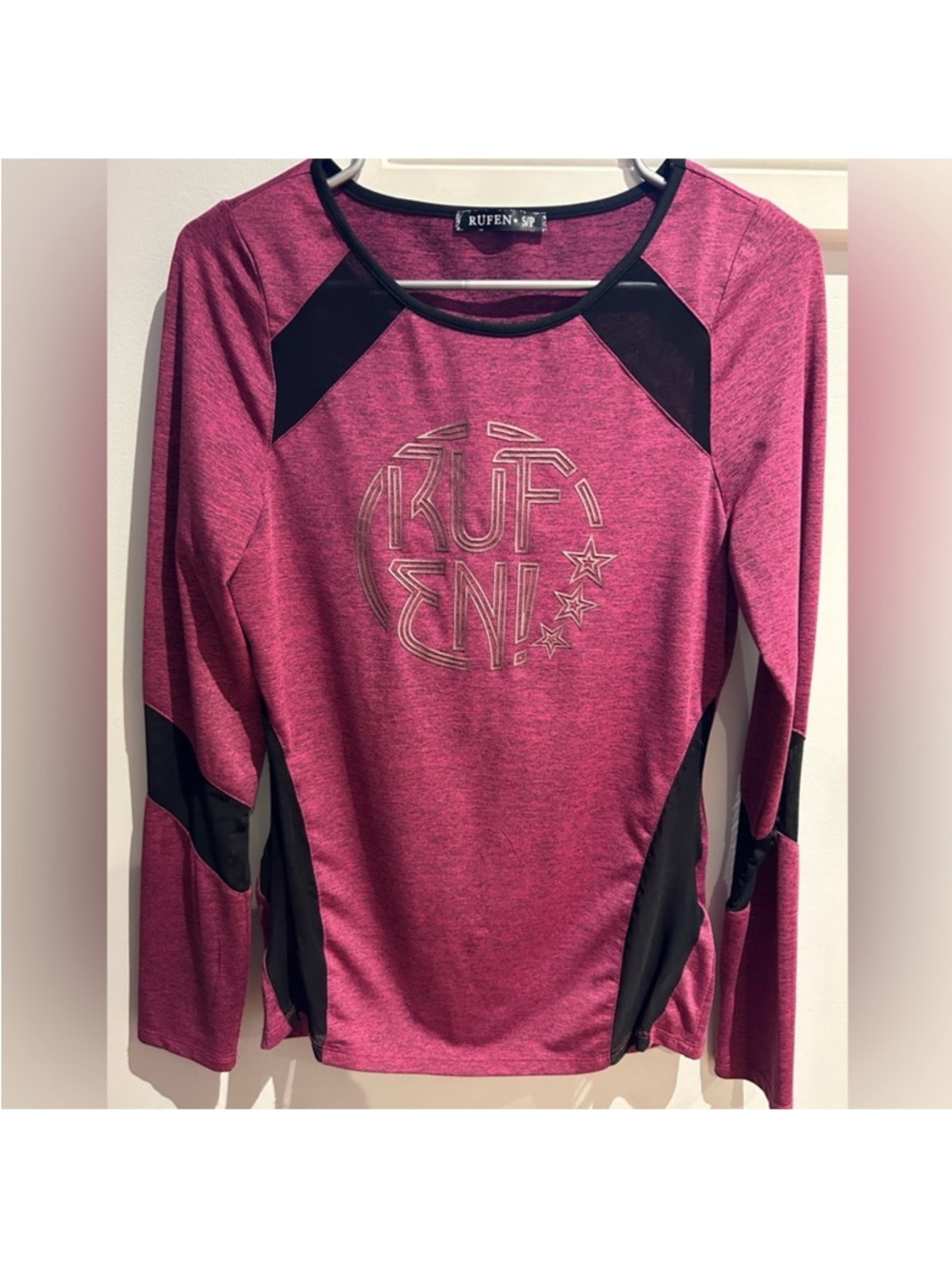 Women’s Long Sleeve Performance Top in Magenta with Black Accents